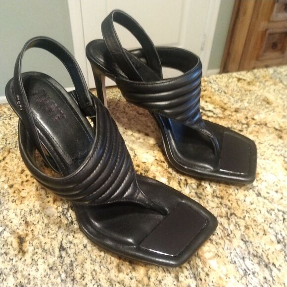 DKNY Black Ralia Platform Double Padded Strap Slip On Stiletto Heels Womens 7.5 - Picture 3 of 11